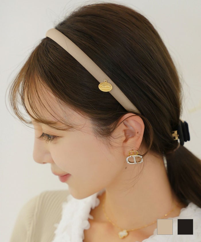 グッズ ヘアアクセサリー カチューシャ 細身 クッション 痛くなりにくい ベージュ ブラック シンプル チャーム vaniller チャーム付き カチューシャ le reve vaniller