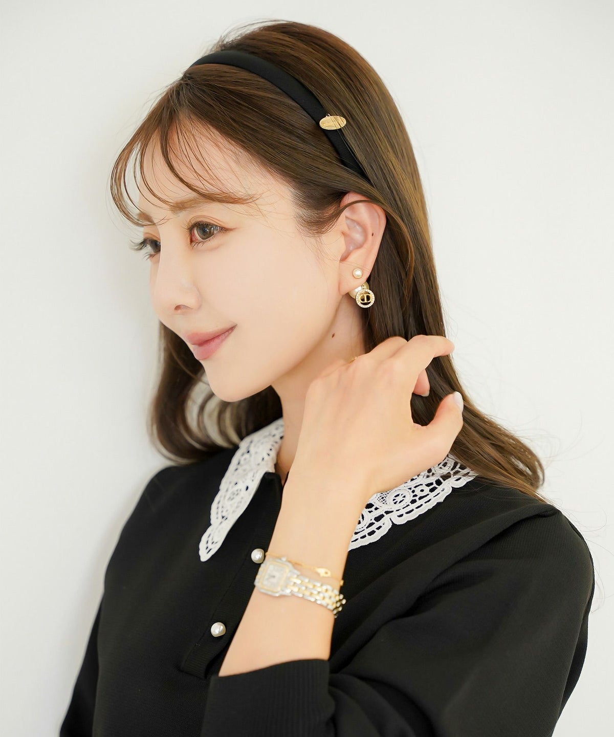 グッズ ヘアアクセサリー カチューシャ 細身 クッション 痛くなりにくい ベージュ ブラック シンプル チャーム