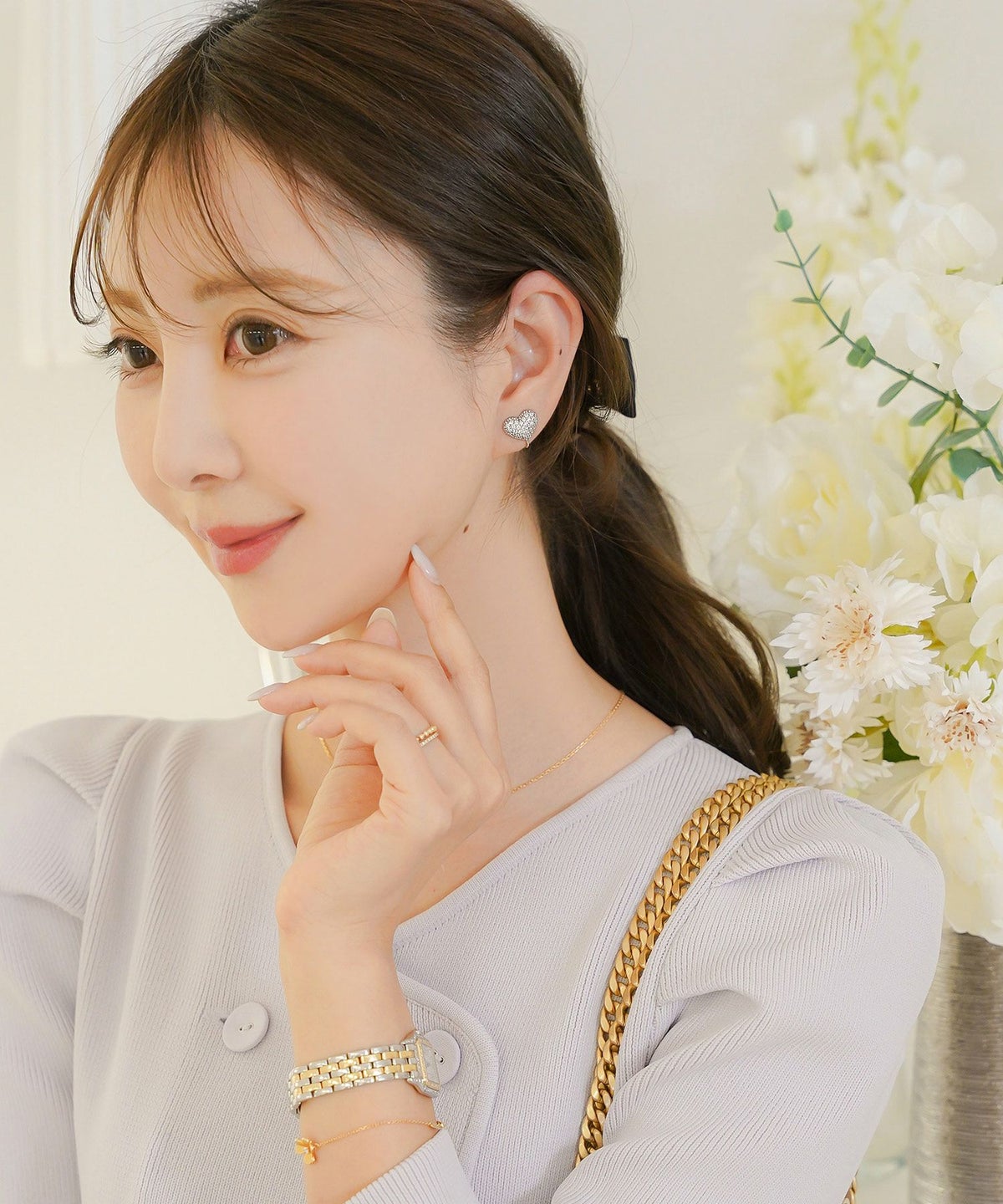 アクセサリー グッズ イヤリング ハート 可愛らしい きらきら 輝く シルバー ゴールド