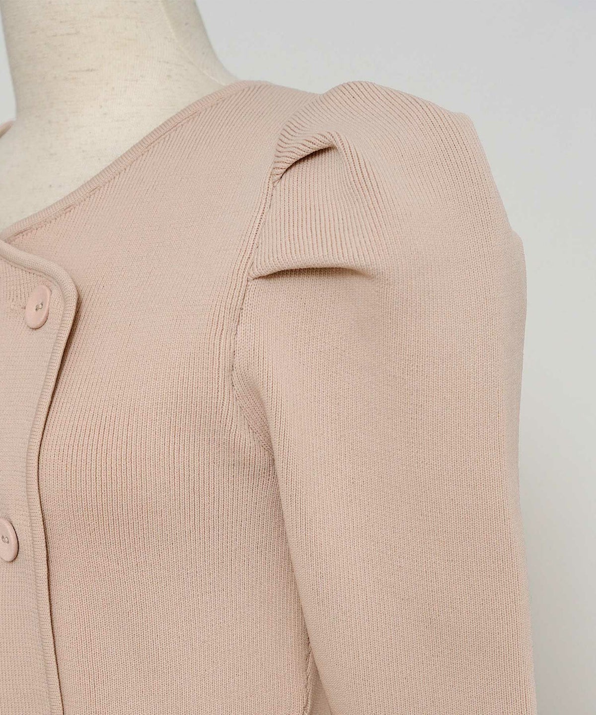 ワンピース オケージョン 袖山タック フレア 長袖 ニット 上品 エレガント フェミニン きれいめ 可愛い ダブルボタン