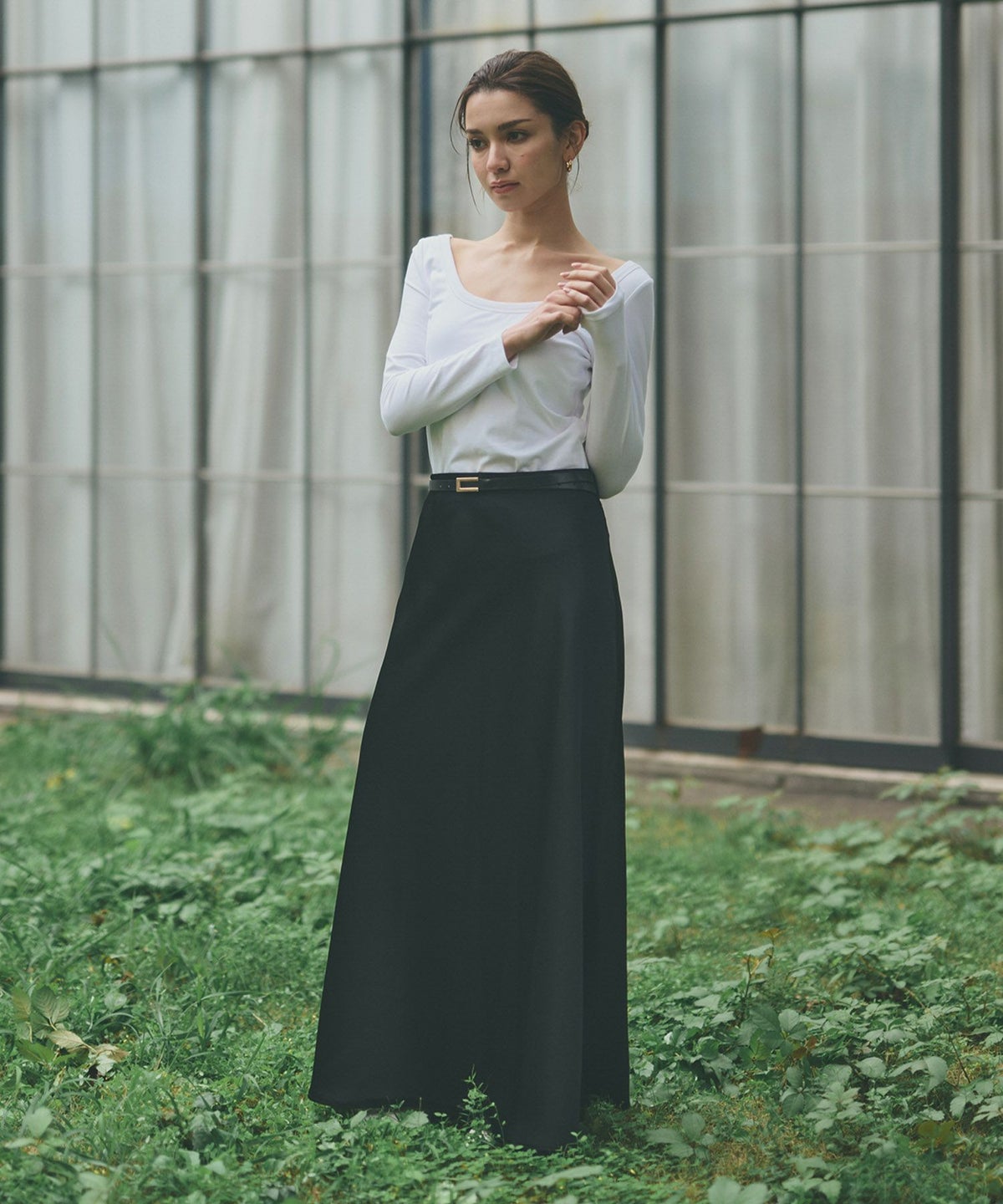 uネック tシャツ クルーネック 深め カットソー タイト ルームウエア オシャレ 無地 オフショル ロンT  女性らしい モテワンピ デートコーデ 大人 ディナー あざと可愛い 肌見せ 韓国風 綺麗め 細見え カジュアル スタイル盛れ KINO THE KEI