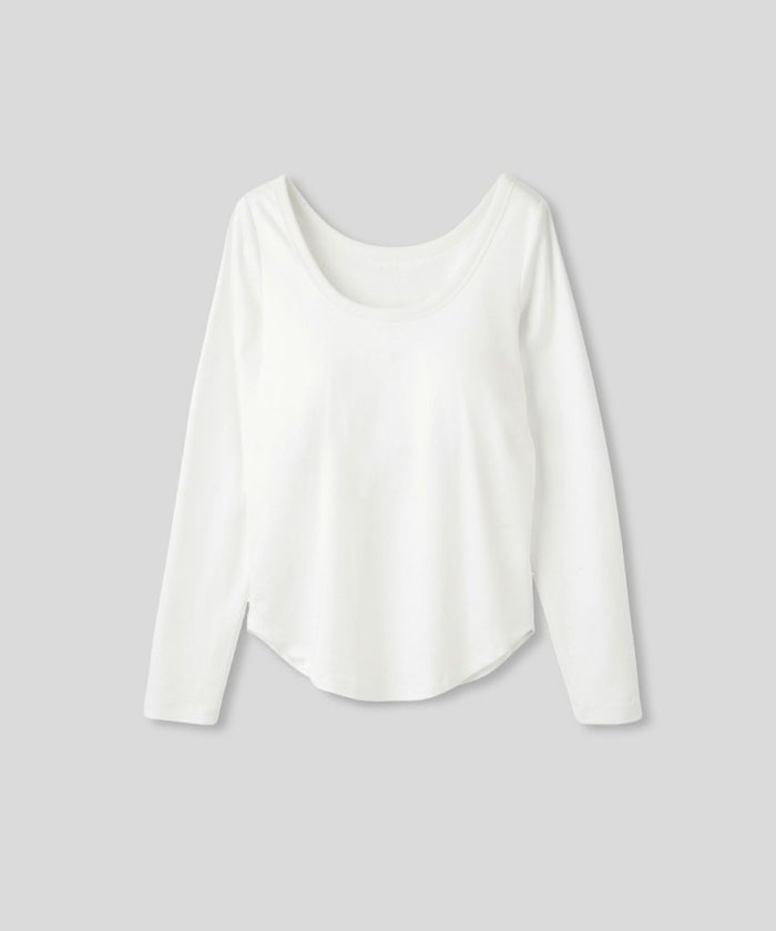 uネック tシャツ クルーネック 深め カットソー タイト ルームウエア オシャレ 無地 オフショル ロンT  女性らしい モテワンピ デートコーデ 大人 ディナー あざと可愛い 肌見せ 韓国風 綺麗め 細見え カジュアル スタイル盛れ KINO THE KEI