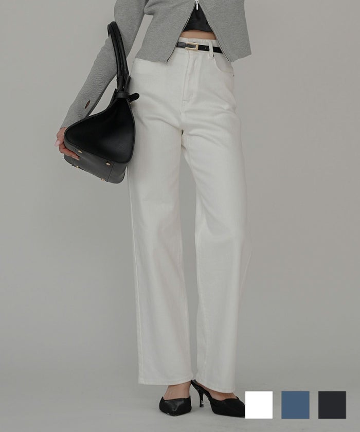 美脚 感動 スタイルアップ ストレートデニム ワイドデニム オシャレ 無地 デニムパンツ  女性らしい モテコーデ デートコーデ 大人 あざと可愛い 肌見せ 韓国風 綺麗め 細見え カジュアル スタイル盛れ KINO THE KEI ハイライズ ワイド ストレート デニム KINO THE KEI