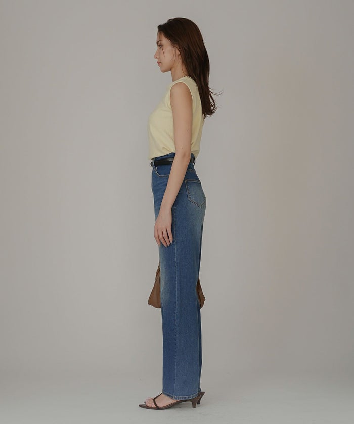 ルーズ 美脚 感動 スタイルアップ ストレートデニム ワイドデニム オシャレ 無地 デニムパンツ  女性らしい モテコーデ デートコーデ 大人 あざと可愛い 肌見せ 韓国風 綺麗め 細見え カジュアル スタイル盛れ KINO THE KEI