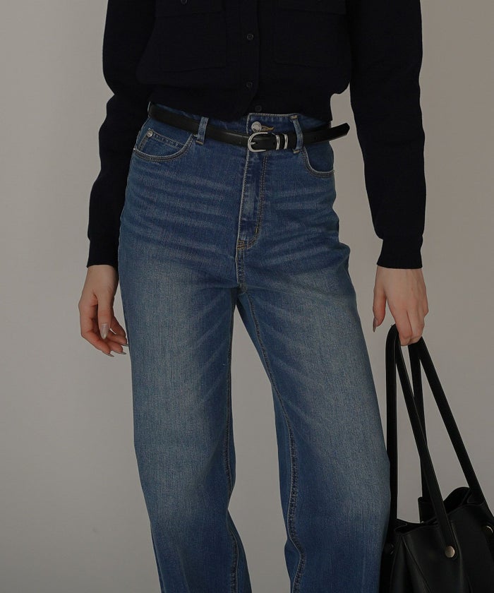 ルーズ 美脚 感動 スタイルアップ ストレートデニム ワイドデニム オシャレ 無地 デニムパンツ  女性らしい モテコーデ デートコーデ 大人 あざと可愛い 肌見せ 韓国風 綺麗め 細見え カジュアル スタイル盛れ KINO THE KEI