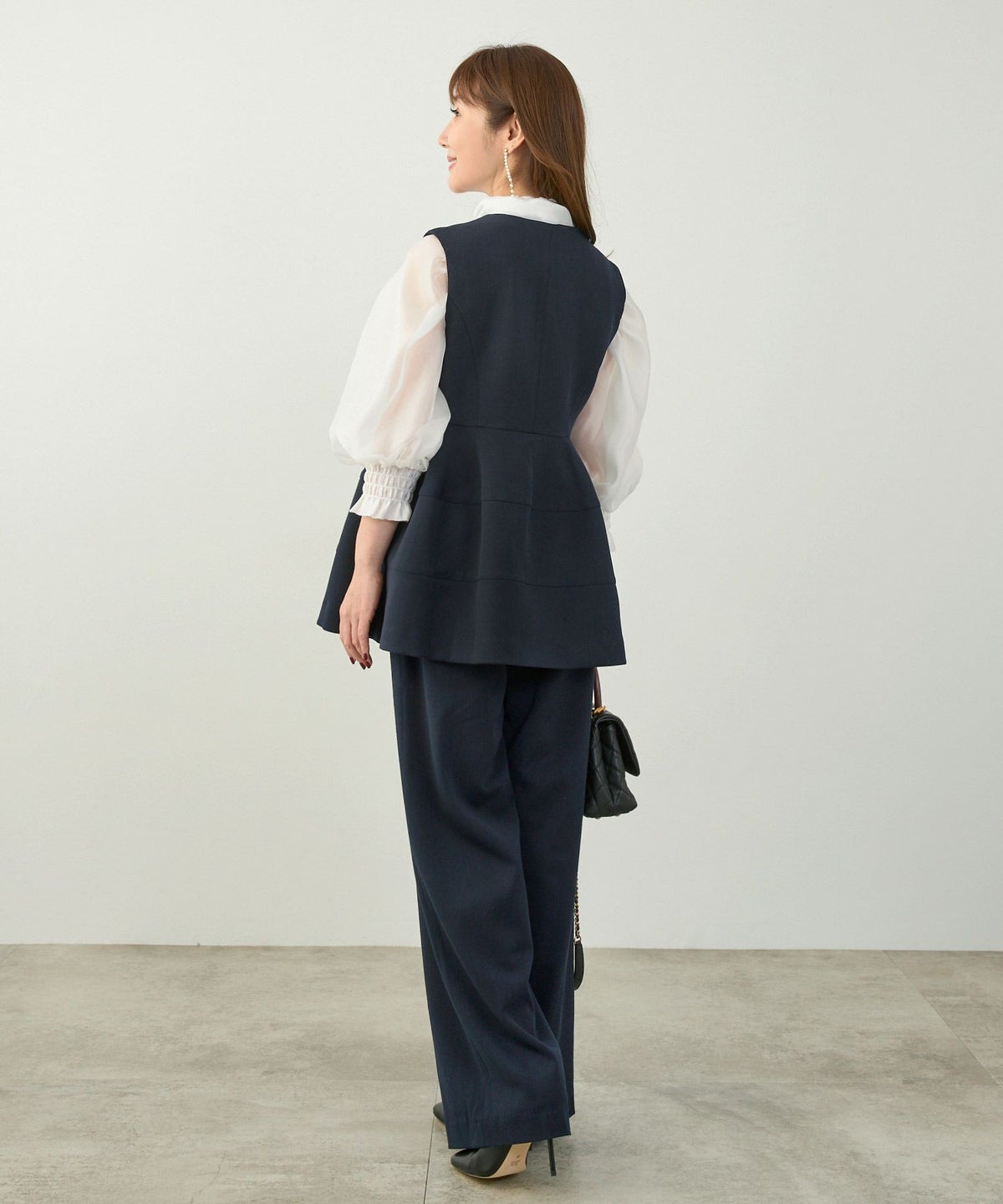 セットアップ オケージョン レディース 大人カジュアル ベスト かわいい オフィス きれいめ 体型カバー 春秋 ジョイントスペース