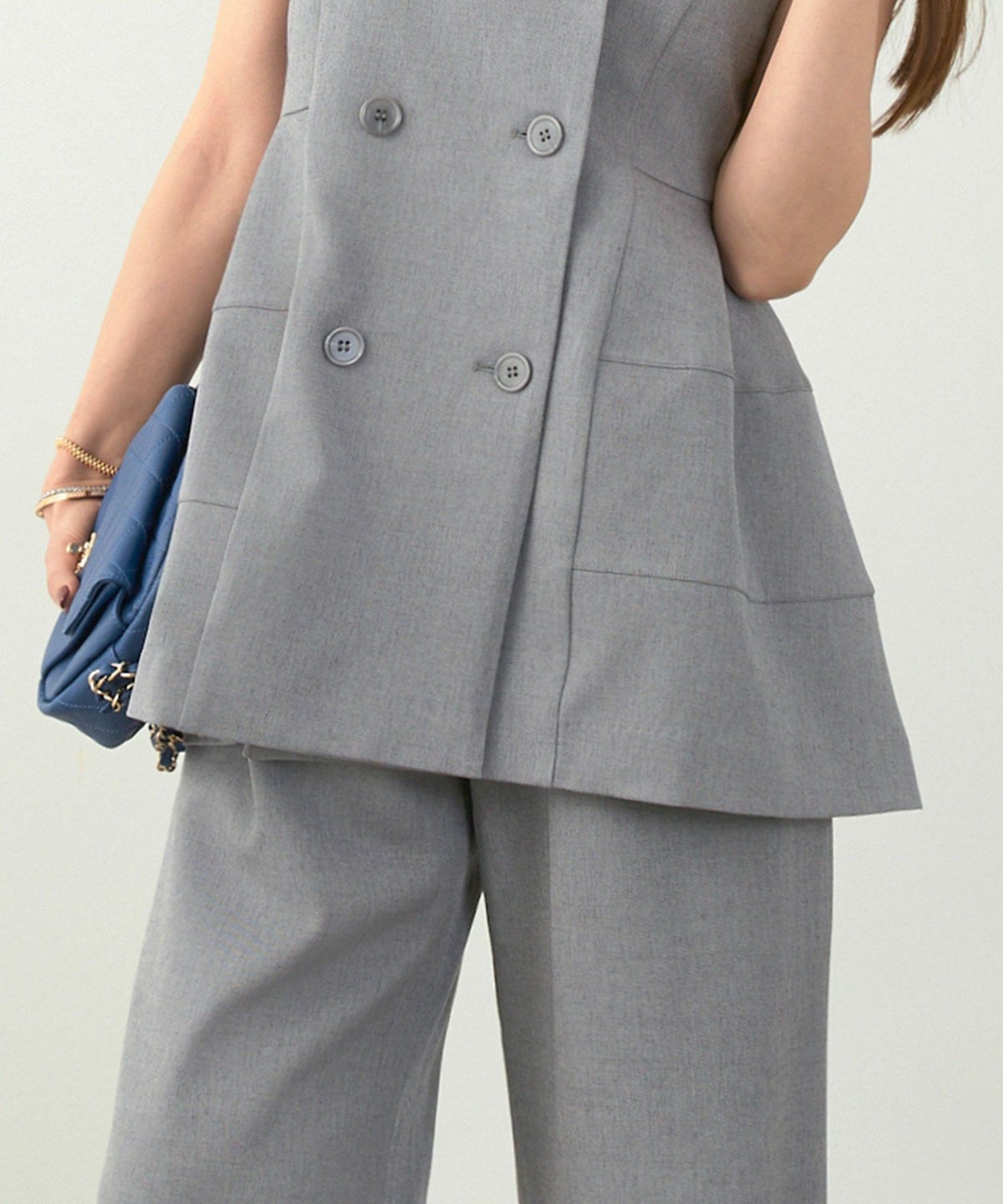 セットアップ オケージョン レディース 大人カジュアル ベスト かわいい オフィス きれいめ 体型カバー 春秋 ジョイントスペース