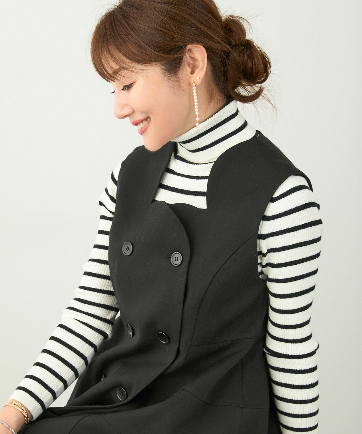 セットアップ オケージョン レディース 大人カジュアル ベスト かわいい オフィス きれいめ 体型カバー 春秋 ジョイントスペース