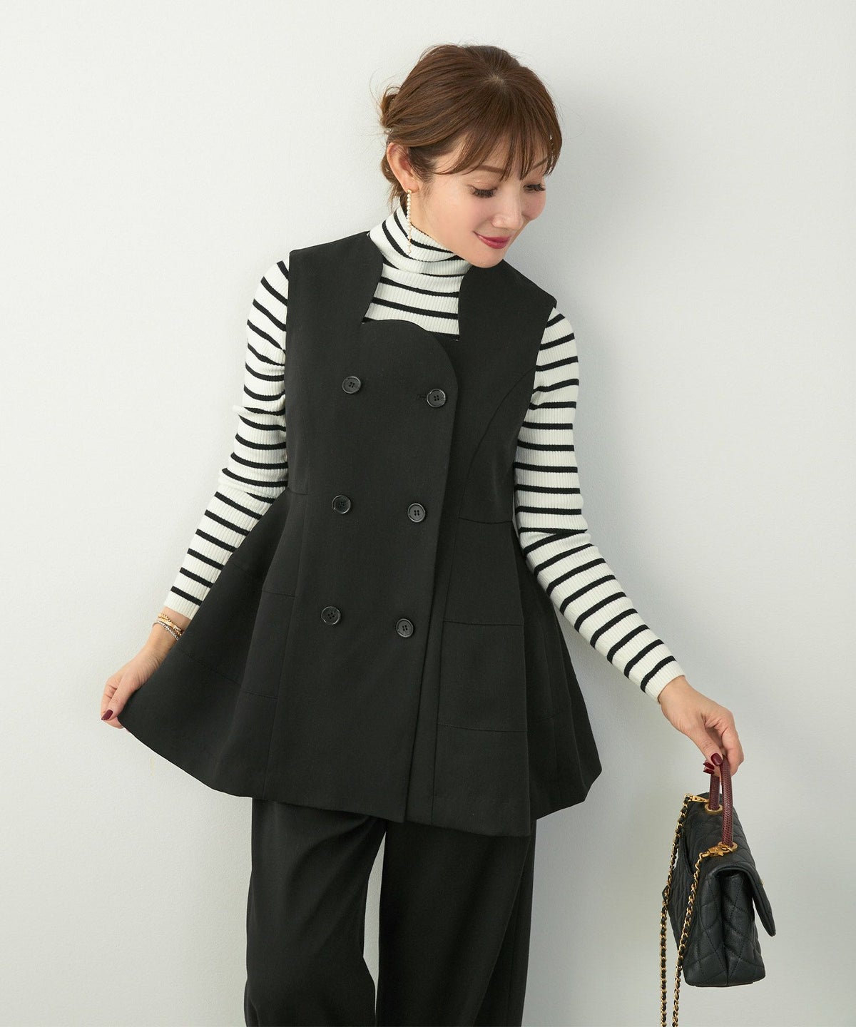 セットアップ オケージョン レディース 大人カジュアル ベスト かわいい オフィス きれいめ 体型カバー 春秋 ジョイントスペース