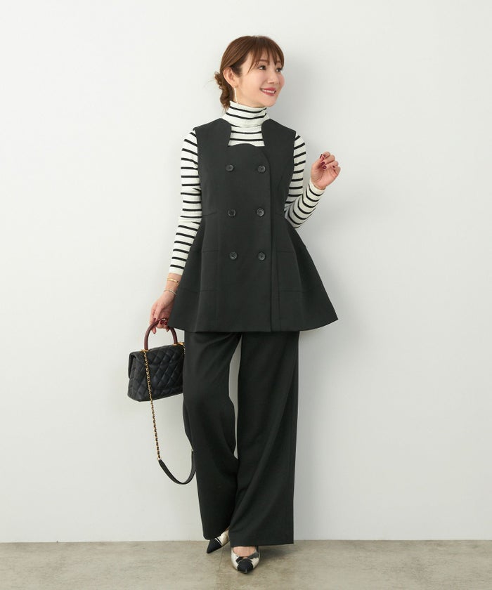 セットアップ オケージョン レディース 大人カジュアル ベスト かわいい オフィス きれいめ 体型カバー 春秋 ジョイントスペース