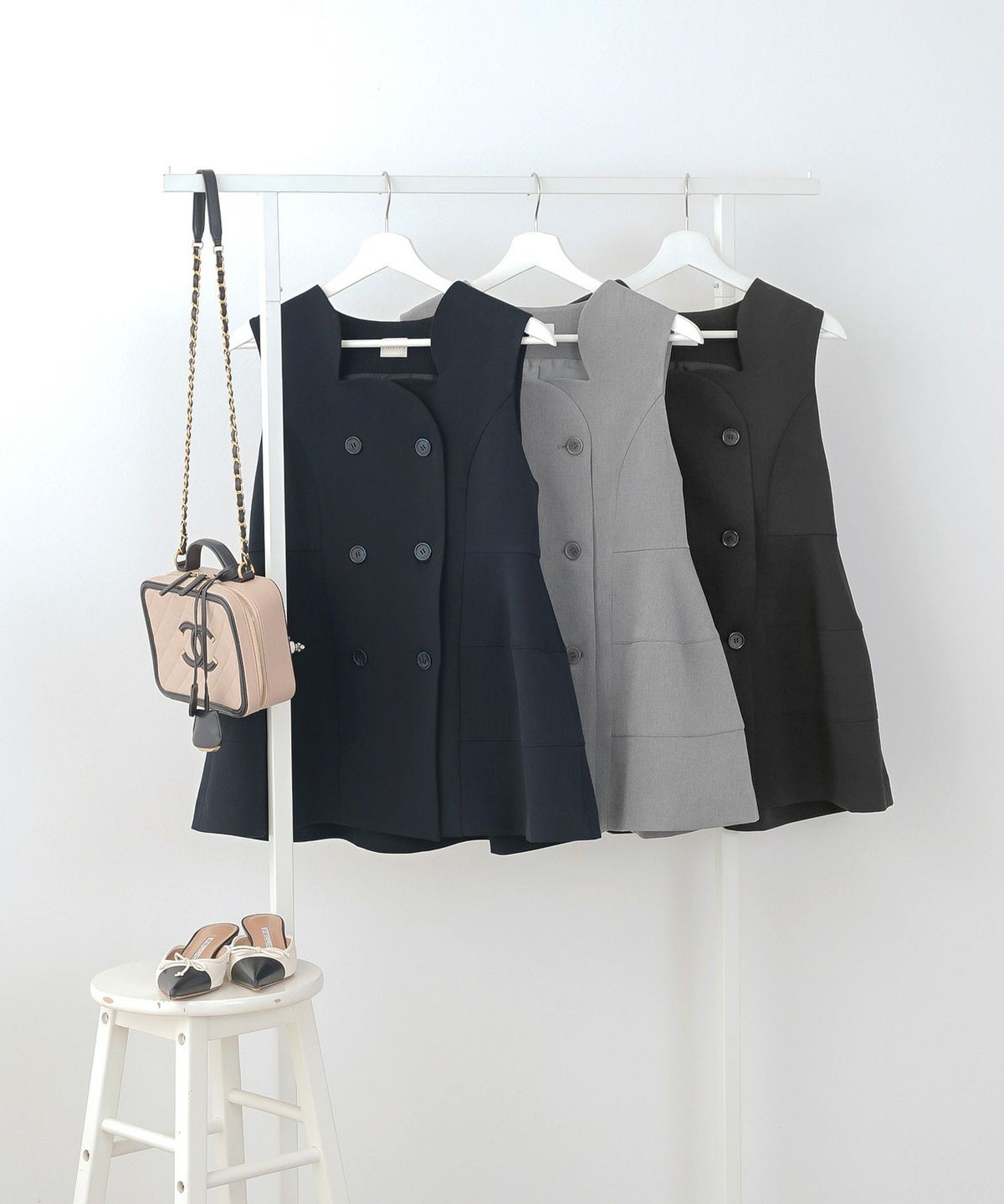 セットアップ オケージョン レディース 大人カジュアル ベスト かわいい オフィス きれいめ 体型カバー 春秋 ジョイントスペース