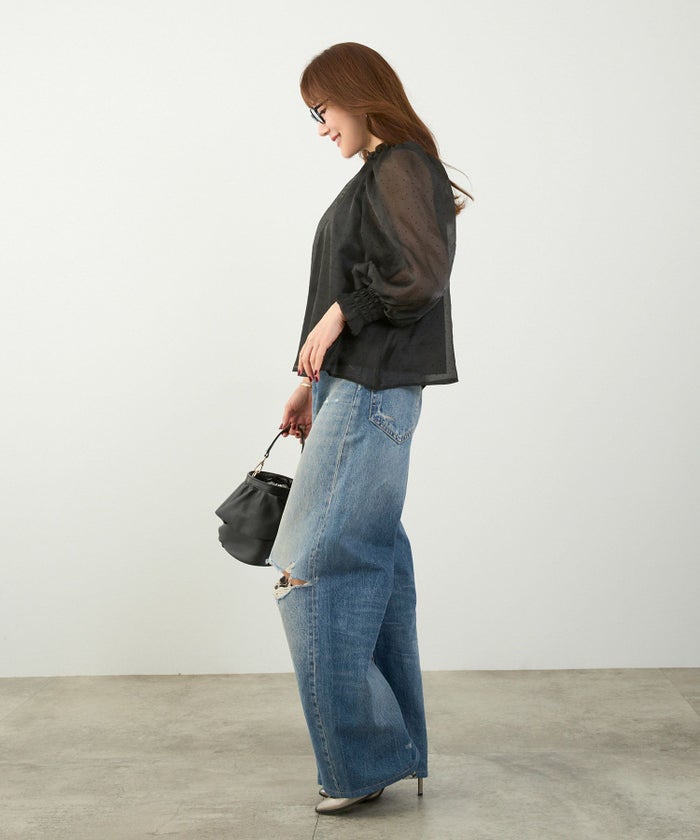 手洗い可 2WAY 長袖 大人カジュアル オフィス きれいめ フェニミン シアー オールシーズン 柄 ジョイントスペース