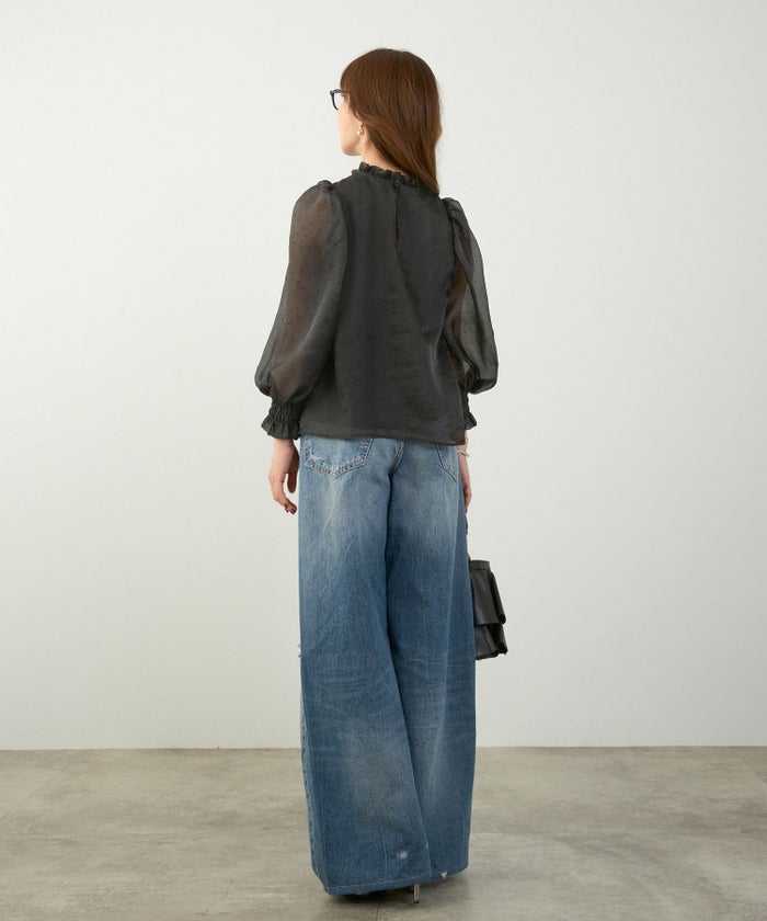 手洗い可 2WAY 長袖 大人カジュアル オフィス きれいめ フェニミン シアー オールシーズン 柄 ジョイントスペース