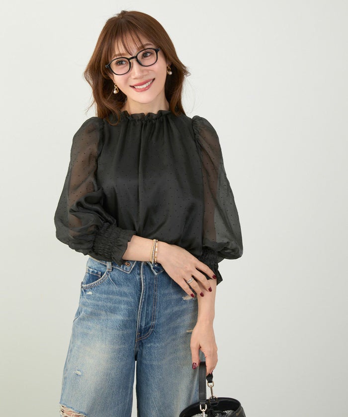 手洗い可 2WAY 長袖 大人カジュアル オフィス きれいめ フェニミン シアー オールシーズン 柄 ジョイントスペース