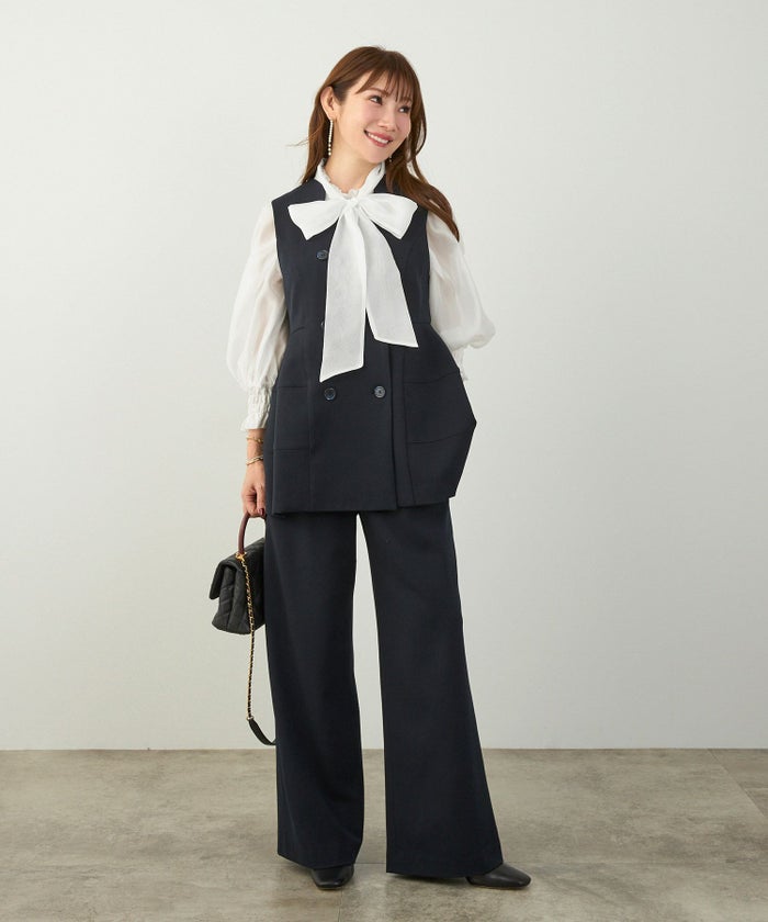 手洗い可 2WAY 長袖 大人カジュアル オフィス きれいめ フェニミン シアー オールシーズン 柄 ジョイントスペース