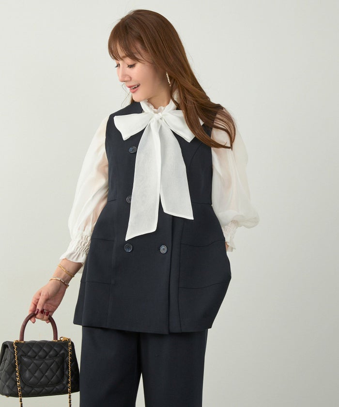 手洗い可 2WAY 長袖 大人カジュアル オフィス きれいめ フェニミン シアー オールシーズン 柄 ジョイントスペース