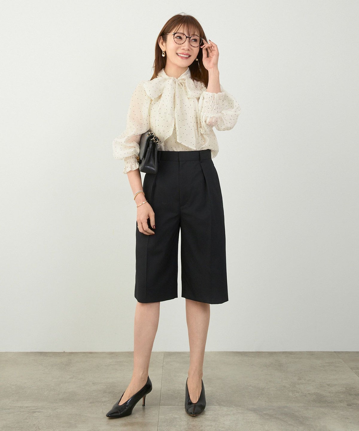 手洗い可 2WAY 長袖 大人カジュアル オフィス きれいめ フェニミン シアー オールシーズン 柄 ジョイントスペース