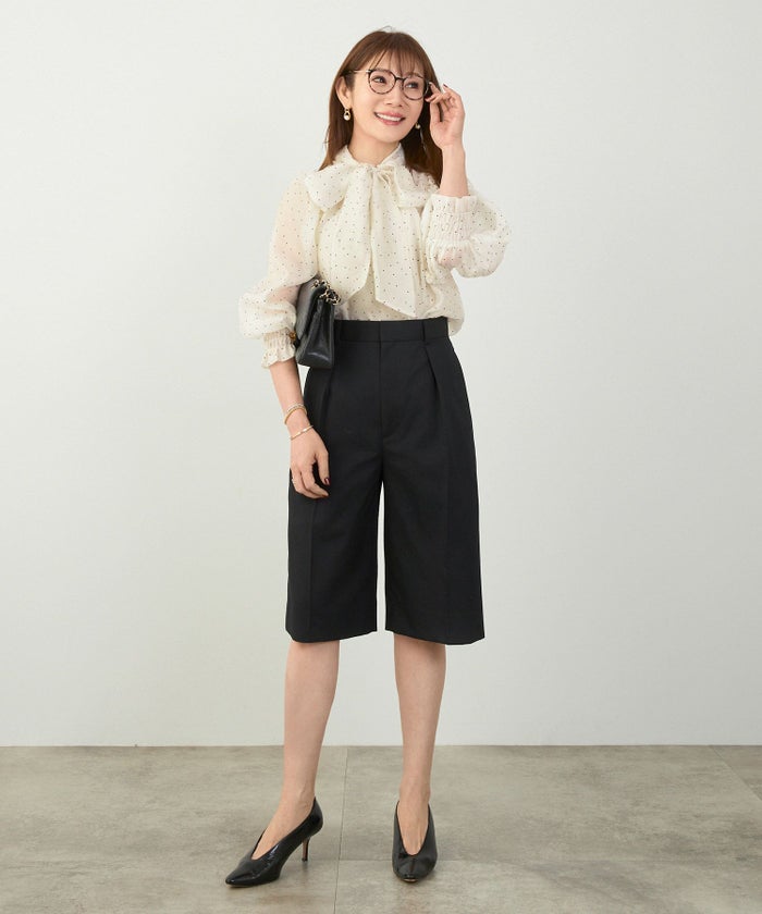 手洗い可 2WAY 長袖 大人カジュアル オフィス きれいめ フェニミン シアー オールシーズン 柄 ジョイントスペース