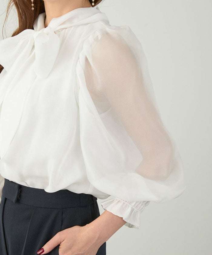 手洗い可 2WAY 長袖 大人カジュアル オフィス きれいめ フェニミン シアー オールシーズン 柄 ジョイントスペース