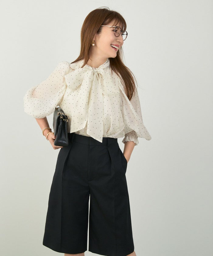 手洗い可 2WAY 長袖 大人カジュアル オフィス きれいめ フェニミン シアー オールシーズン 柄 ジョイントスペース