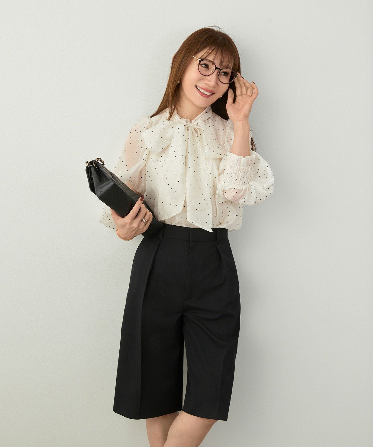 手洗い可 2WAY 長袖 大人カジュアル オフィス きれいめ フェニミン シアー オールシーズン 柄 ジョイントスペース