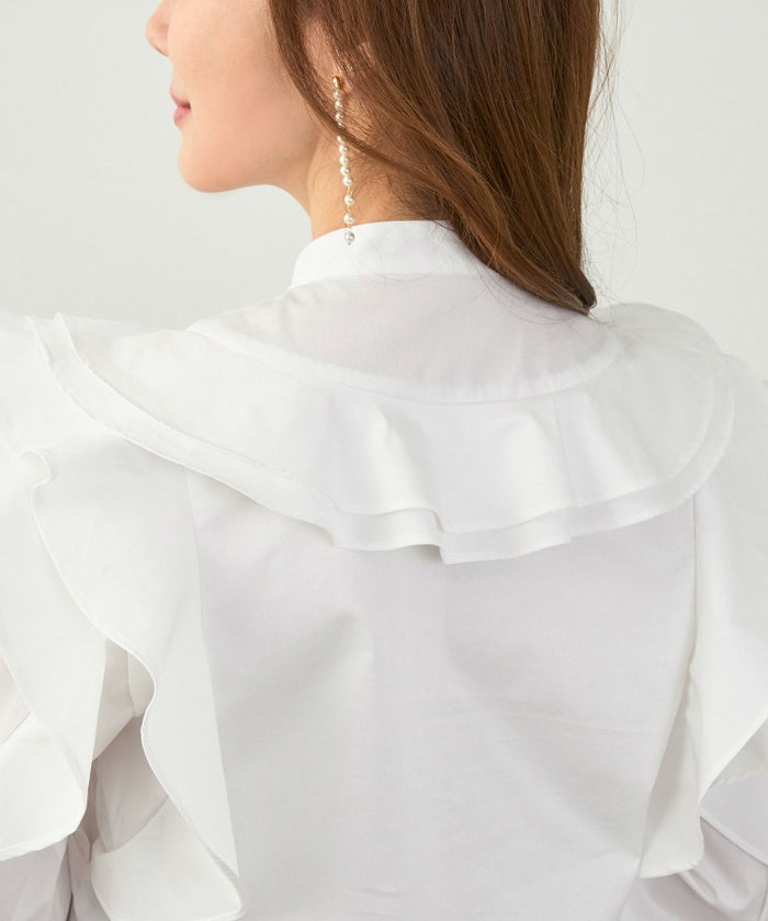 手洗い可 ビッグカラー 大人可愛い 上品 きれいめ オフィス 大人カジュアル フェミニン 白黒 ジョイントスペース