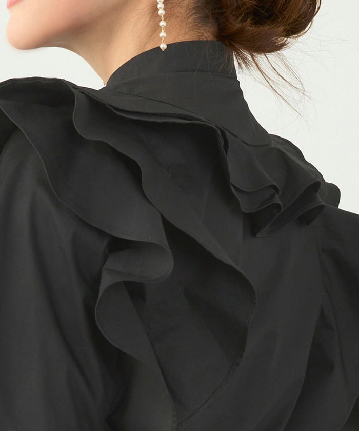 手洗い可 ビッグカラー 大人可愛い 上品 きれいめ オフィス 大人カジュアル フェミニン 白黒 ジョイントスペース