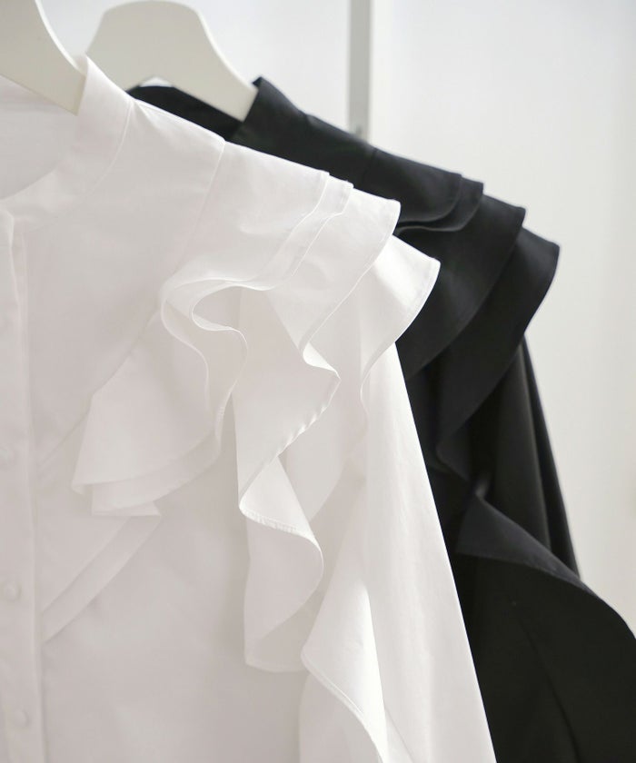 手洗い可 ビッグカラー 大人可愛い 上品 きれいめ オフィス 大人カジュアル フェミニン 白黒 ジョイントスペース