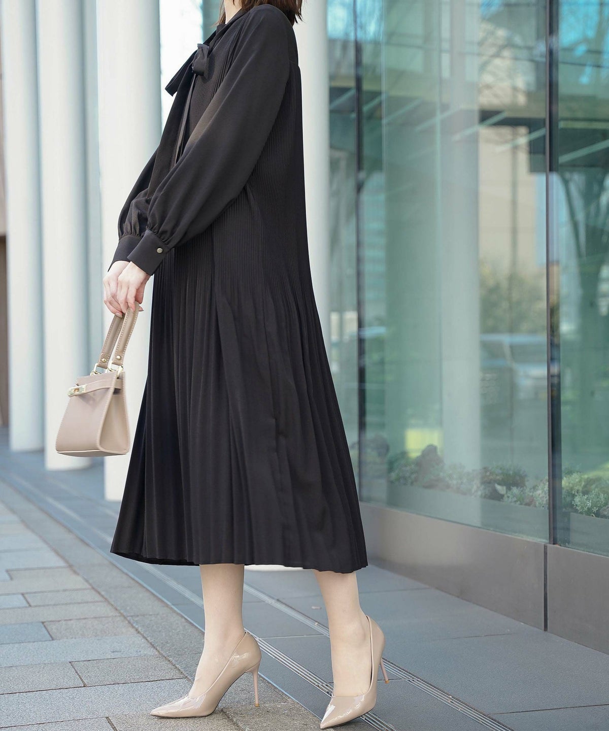 ワンピース レディース ファッション アレンジ かわいい オフィス きれいめ ウォッシャブル 春秋 ジョイントスペース