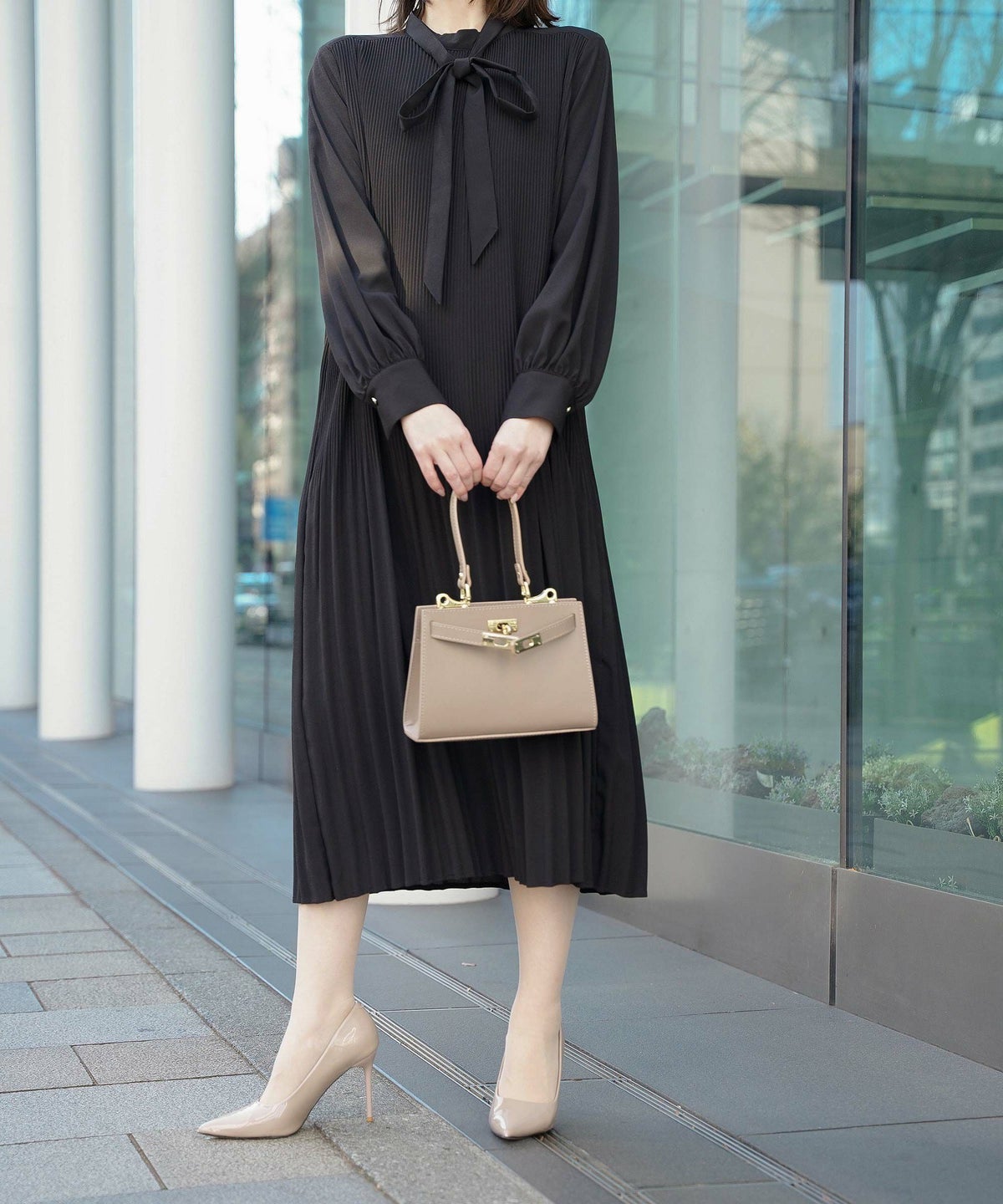 ワンピース レディース ファッション アレンジ かわいい オフィス きれいめ ウォッシャブル 春秋 ジョイントスペース