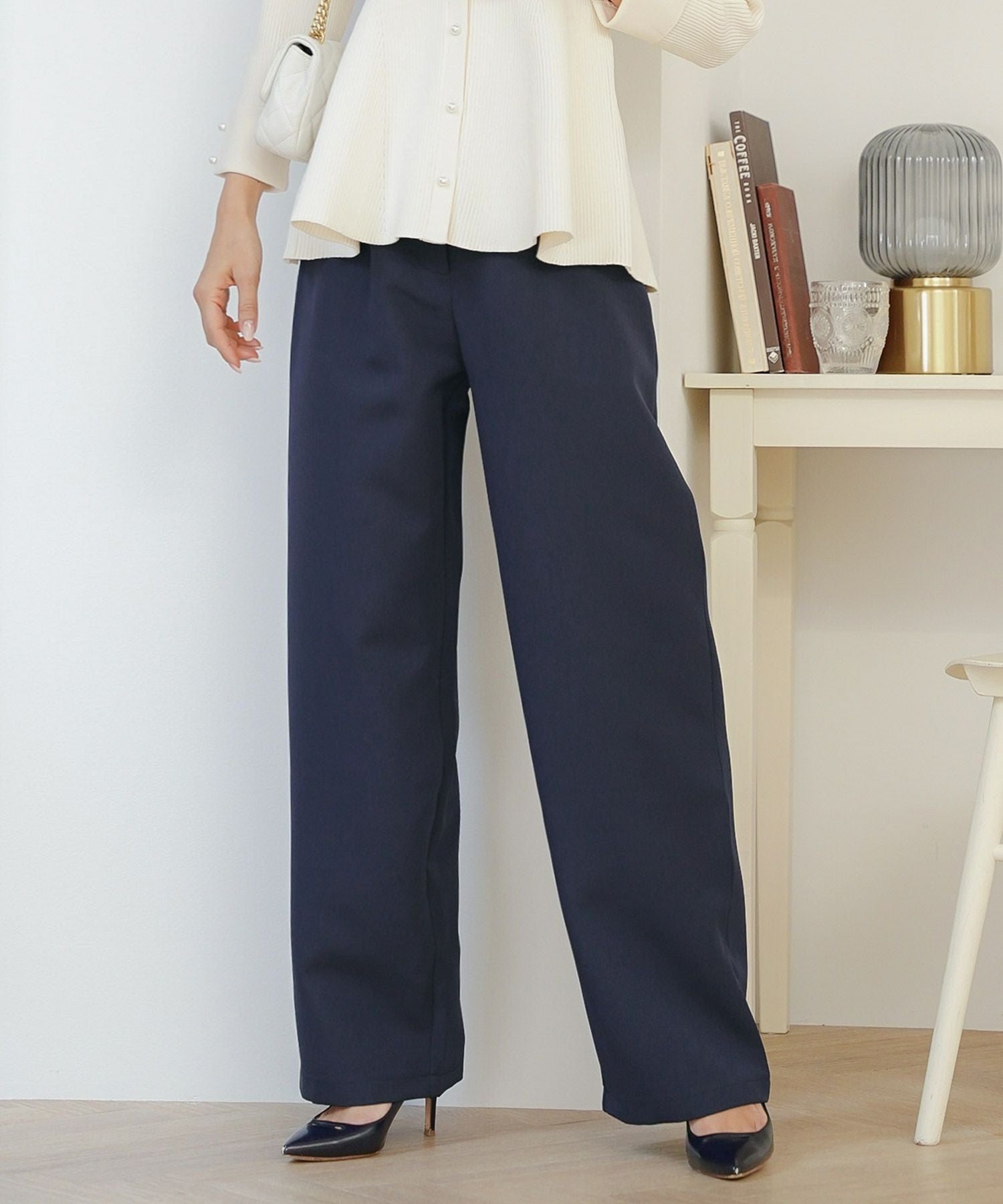 SUMMER-SALE ベルト付き ワイド パンツ le reve vaniller 全3色