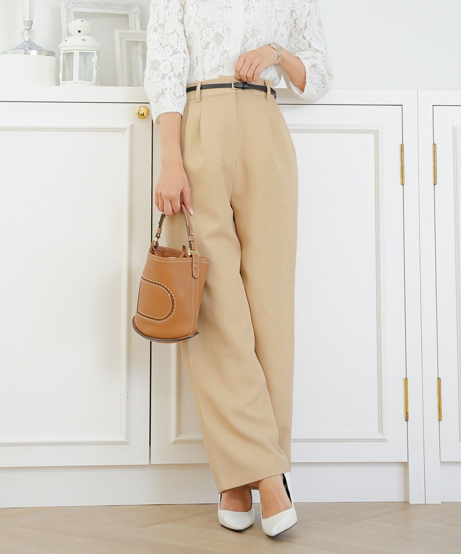 ベルト付き ワイド パンツ le reve vaniller