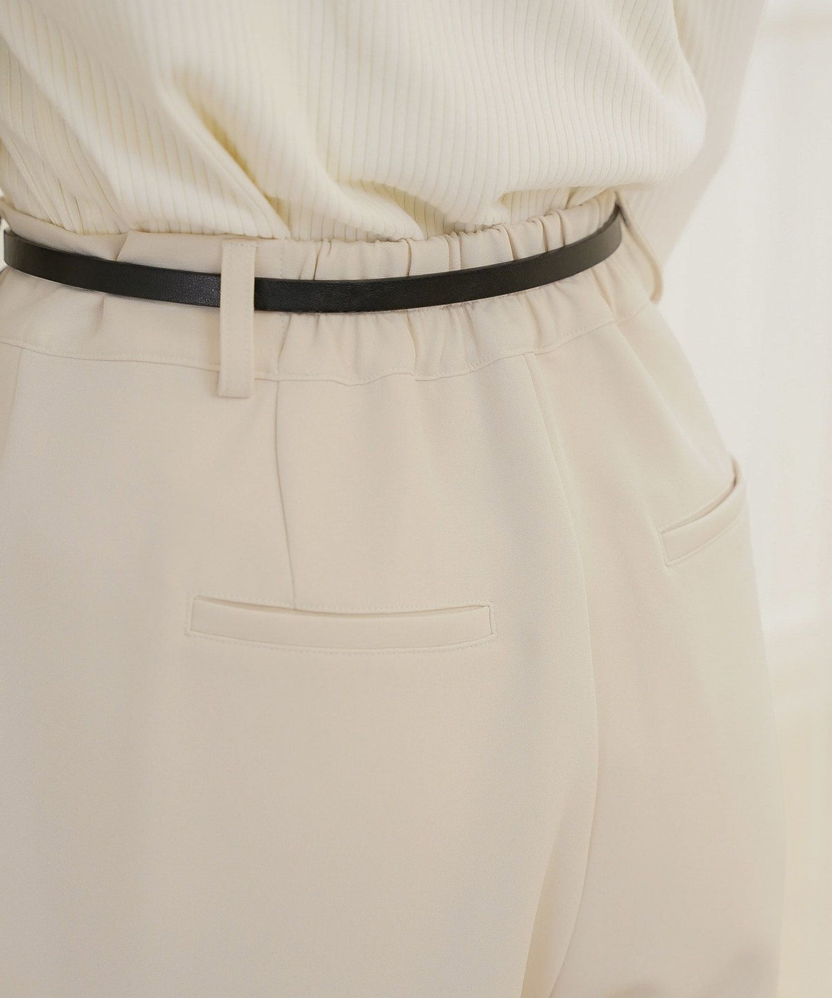 ボトムス パンツ ワイドパンツ ベルト付き ポケット 高身長向け 脚長 体型カバー センタープレス