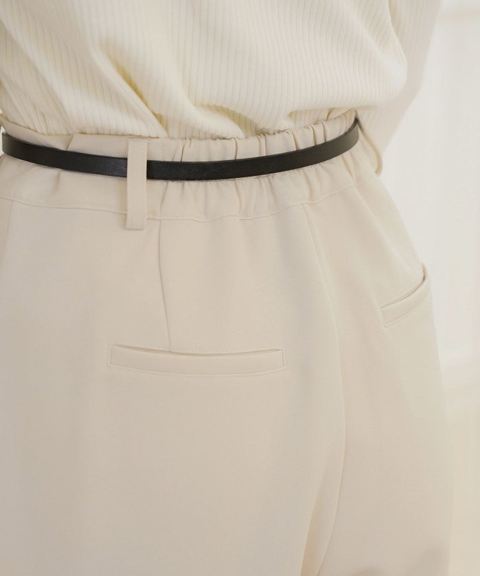 ボトムス パンツ ワイドパンツ ベルト付き ポケット 高身長向け 脚長 体型カバー センタープレス