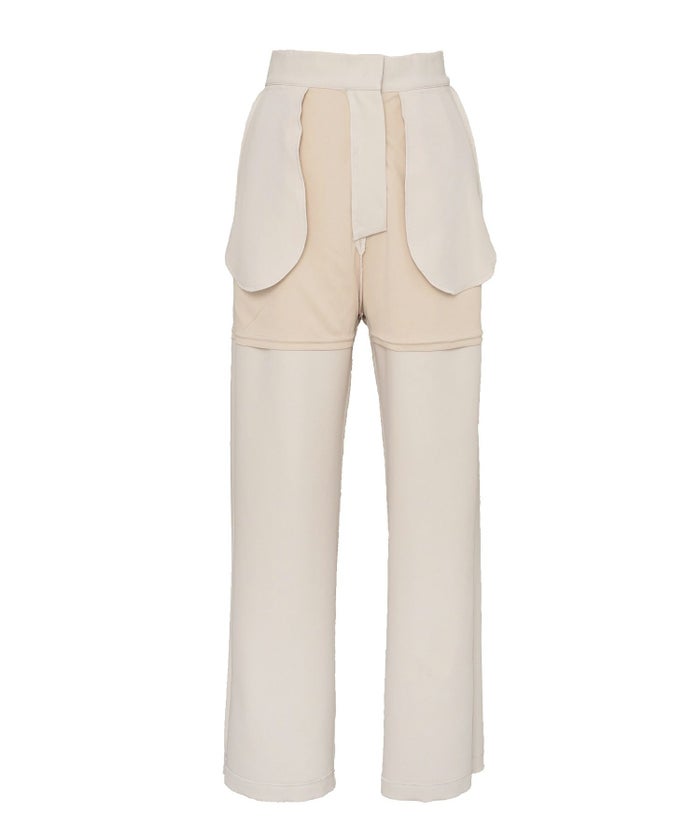 ボトムス パンツ ワイドパンツ ベルト付き ポケット 高身長向け 脚長 体型カバー センタープレス