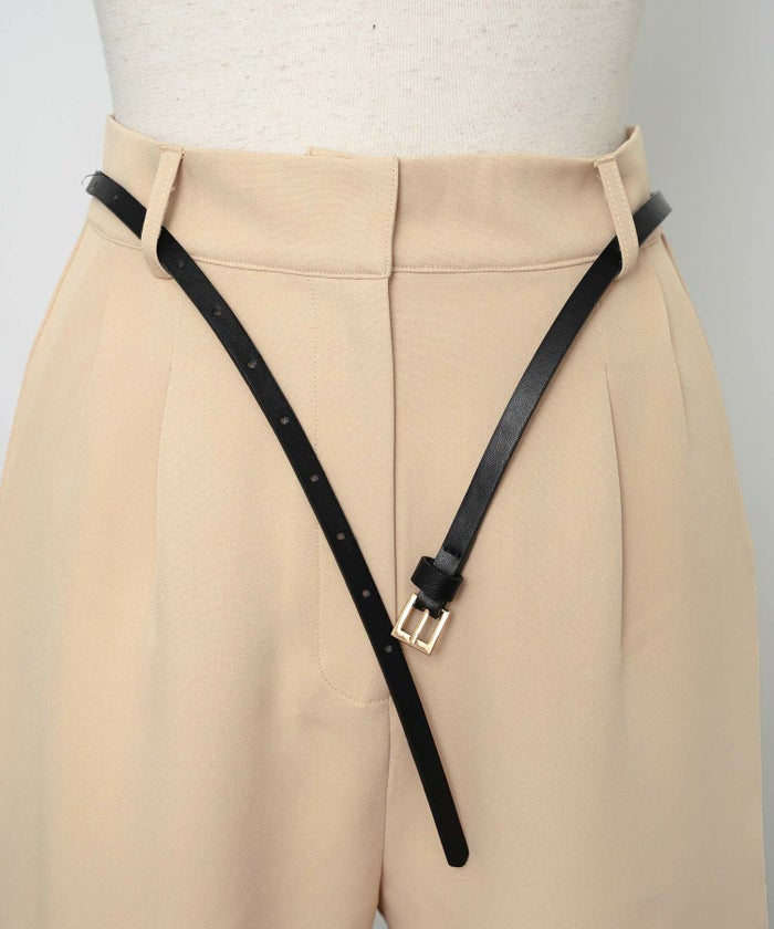 ボトムス パンツ ワイドパンツ ベルト付き ポケット 高身長向け 脚長 体型カバー センタープレス