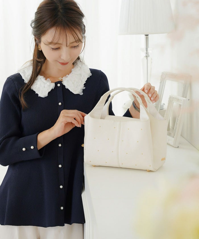 小物 バッグ スタッズ ショルダー ハンドル 合皮 仕分け ポケット