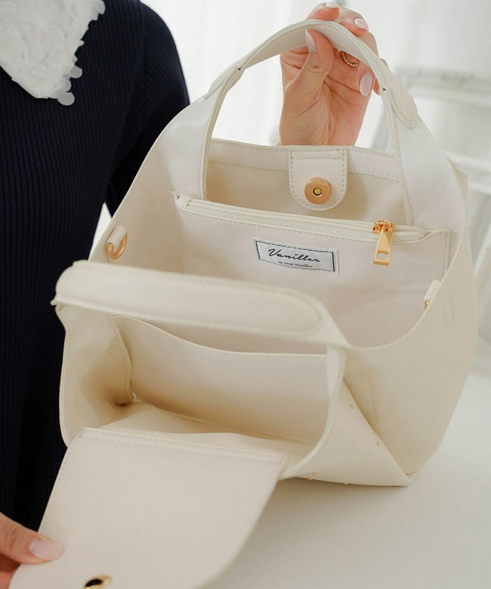 小物 バッグ スタッズ ショルダー ハンドル 合皮 仕分け ポケット