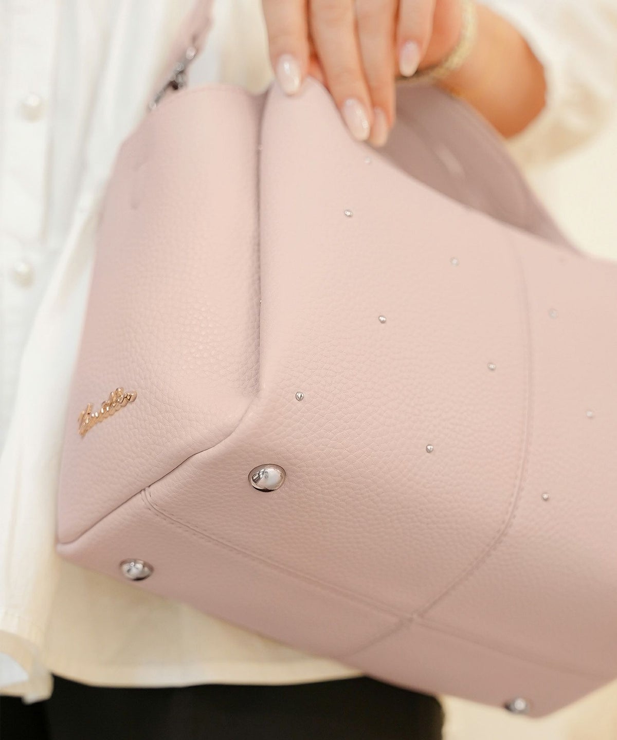 小物 バッグ スタッズ ショルダー ハンドル 合皮 仕分け ポケット