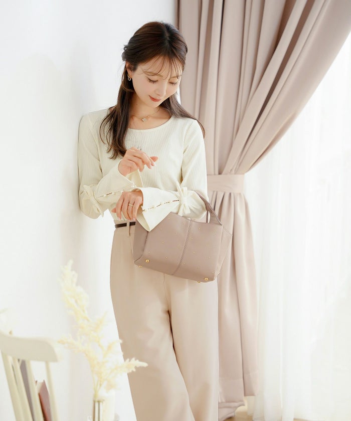 小物 バッグ スタッズ ショルダー ハンドル 合皮 仕分け ポケット