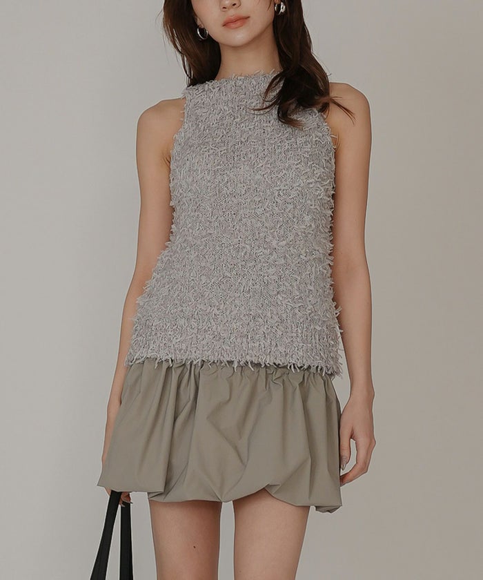 アメリカンスリーブ Vネック 2WAY フェザー レイヤード ファーベスト  海外系 きれいめ 韓国風 韓国系 スタイル盛れ KINO THE KEI