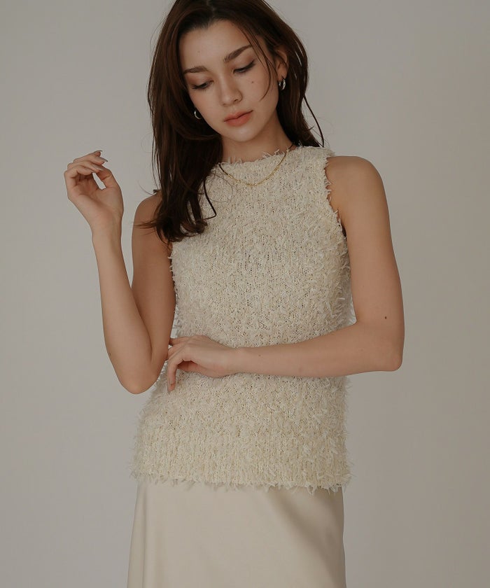 アメリカンスリーブ Vネック 2WAY フェザー レイヤード ファーベスト  海外系 きれいめ 韓国風 韓国系 スタイル盛れ KINO THE KEI