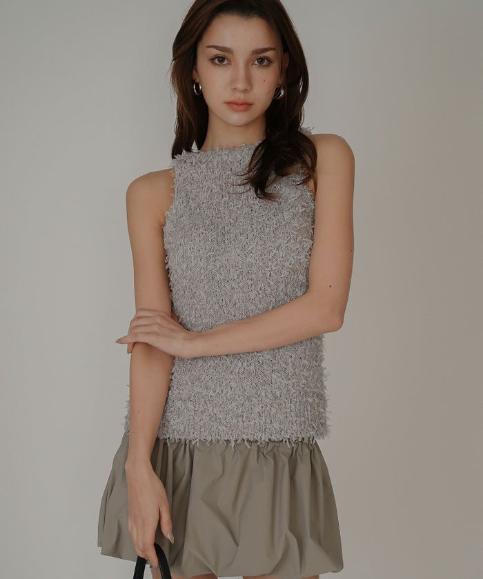 アメリカンスリーブ Vネック 2WAY フェザー レイヤード ファーベスト  海外系 きれいめ 韓国風 韓国系 スタイル盛れ KINO THE KEI