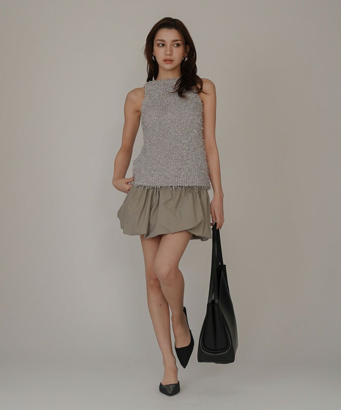 アメリカンスリーブ Vネック 2WAY フェザー レイヤード ファーベスト  海外系 きれいめ 韓国風 韓国系 スタイル盛れ KINO THE KEI