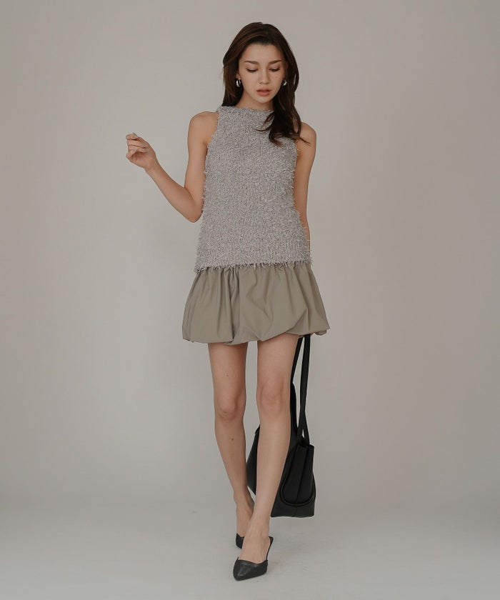 アメリカンスリーブ Vネック 2WAY フェザー レイヤード ファーベスト  海外系 きれいめ 韓国風 韓国系 スタイル盛れ KINO THE KEI