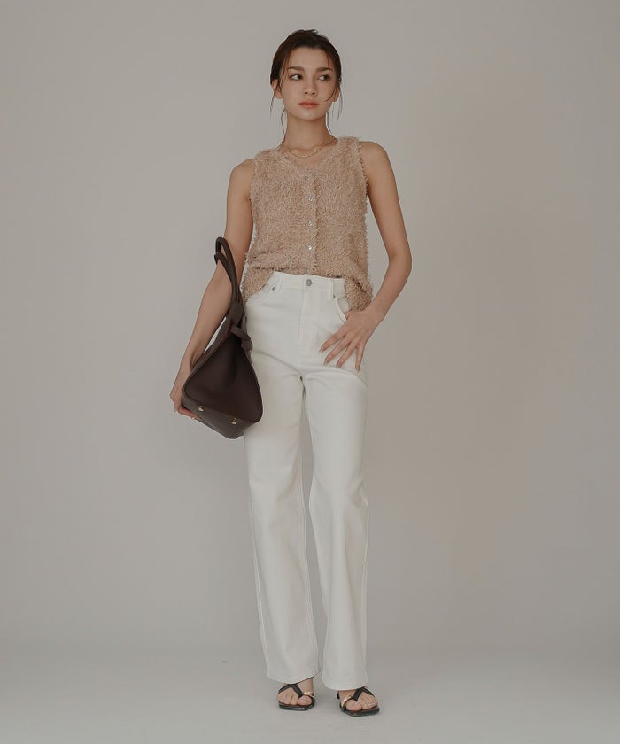 アメリカンスリーブ Vネック 2WAY フェザー レイヤード ファーベスト  海外系 きれいめ 韓国風 韓国系 スタイル盛れ KINO THE KEI