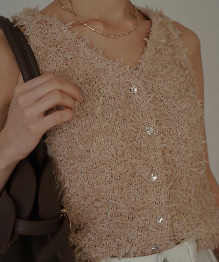 アメリカンスリーブ Vネック 2WAY フェザー レイヤード ファーベスト  海外系 きれいめ 韓国風 韓国系 スタイル盛れ KINO THE KEI