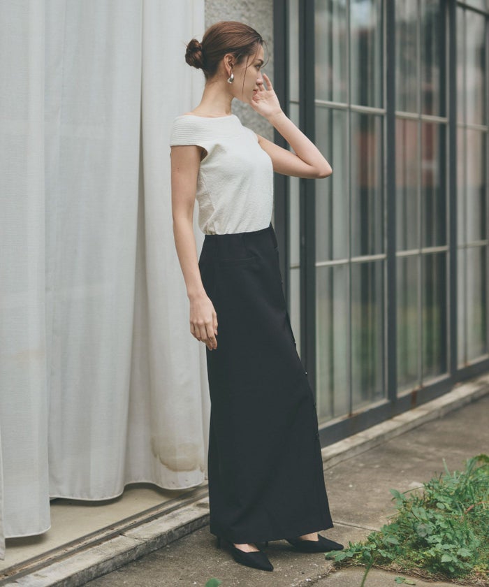 ペンシルスカート ツイル ナローシルエット スリット入り カジュアル エレガント 海外系 きれいめ 韓国風 韓国系 スタイル盛れ KINO THE KEI