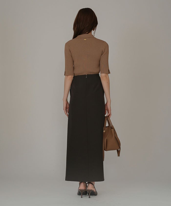 ペンシルスカート ツイル ナローシルエット スリット入り カジュアル エレガント 海外系 きれいめ 韓国風 韓国系 スタイル盛れ KINO THE KEI