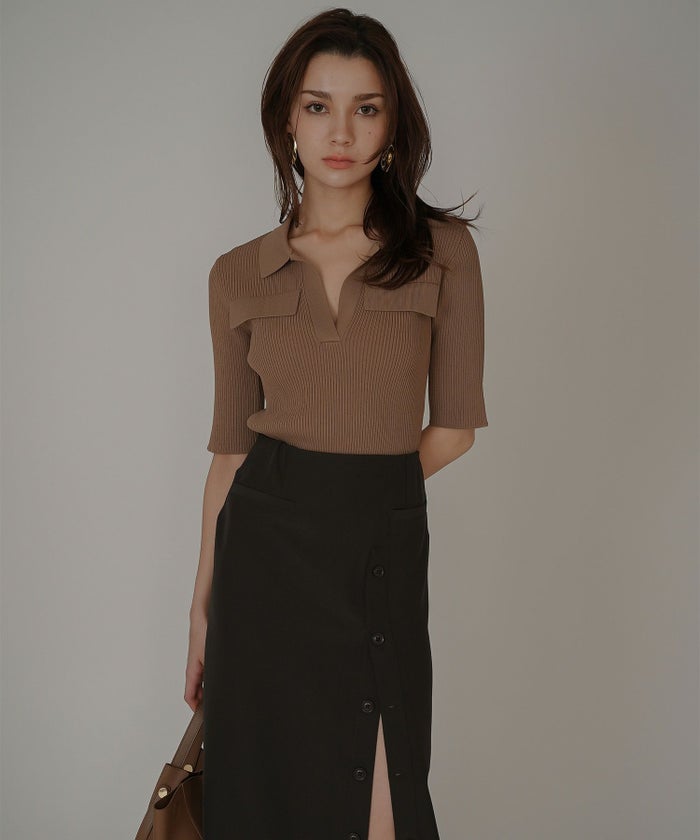 ペンシルスカート ツイル ナローシルエット スリット入り カジュアル エレガント 海外系 きれいめ 韓国風 韓国系 スタイル盛れ KINO THE KEI